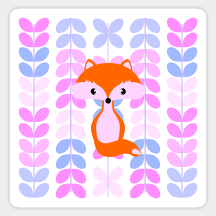 Cute fox with colorful leaves Sticker